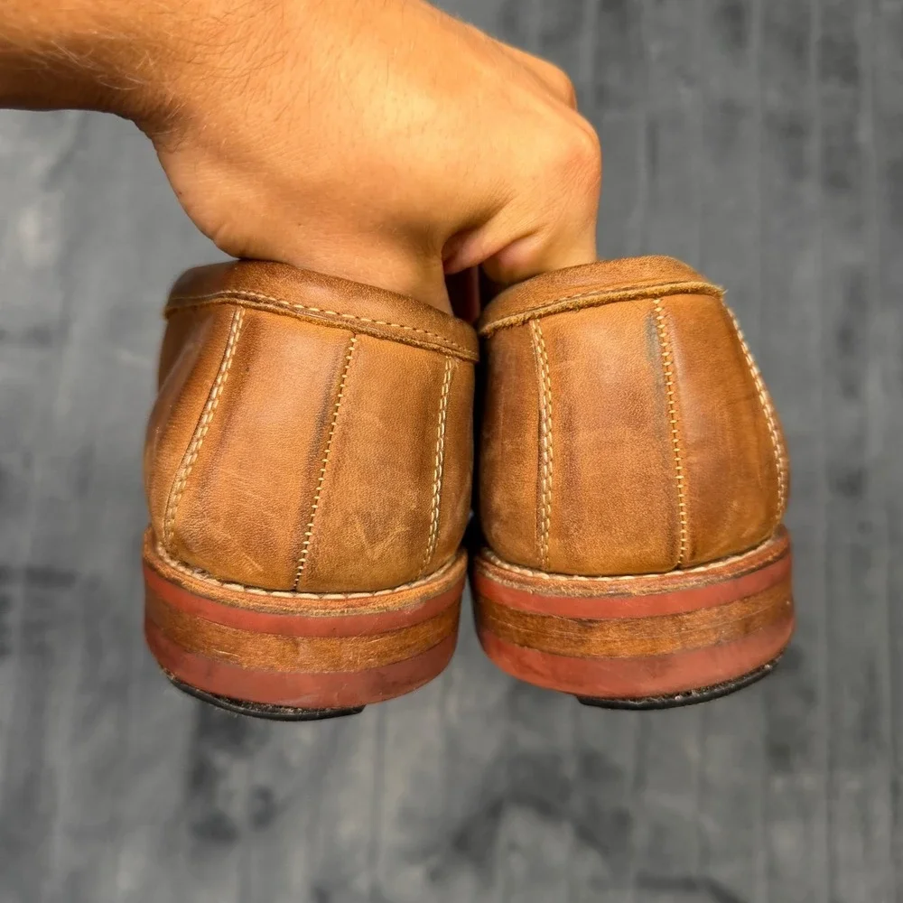 Allen Edmonds Addison Penny Loafer Mens 11.5 D Tan Leather Red Dainite Sole 4614
